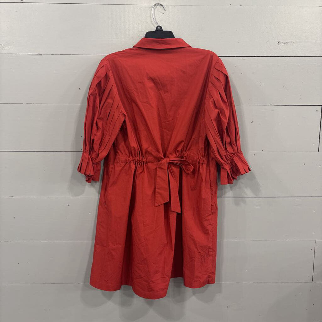 BEFORE YOU WITH LOVE,BASIC DRESS W/ PUFFY SLEEVES,RED,M