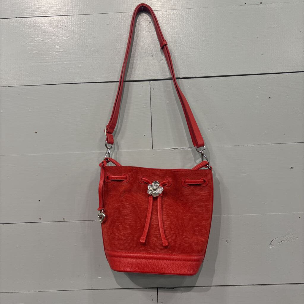 BRIGHTON,LEATHER BRIGHTON BAG ,BLK RED