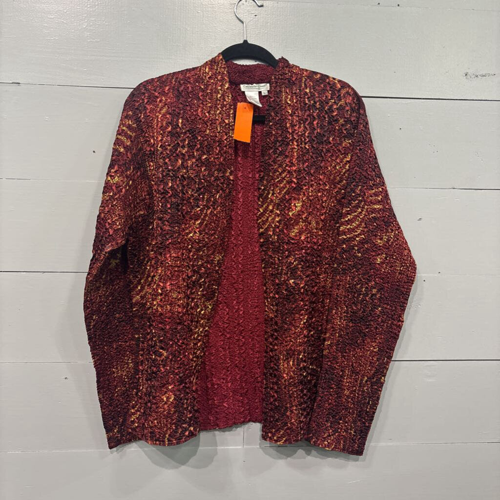 PATTERNED CARDIGAN,DRK RED ,L