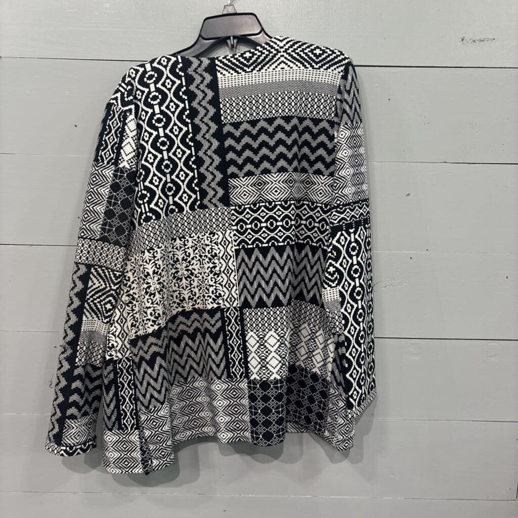 CHRISTOPHER BANKS,PATTERNED CARDICAN & TANK,BLK / WHT ,XL