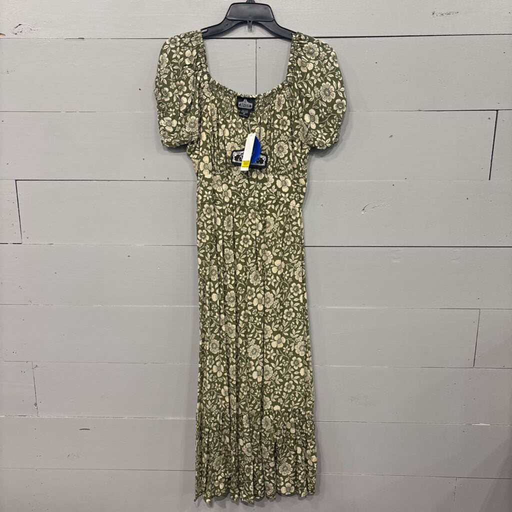 ANGIE,NWT FLORAL DRESS,GRN WHT