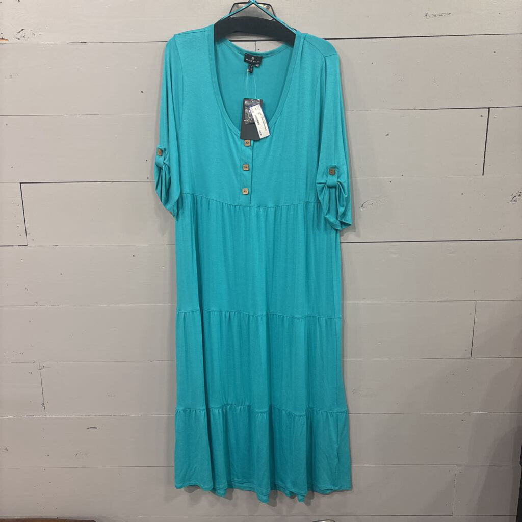 MARBLE,NWT TIERED DRESS,AQUA,XL