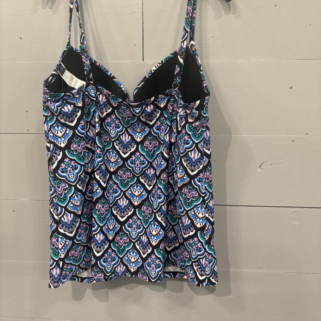 ISLAND ESCAPE,NWT FLORAL TANKINI,BLUE ,16