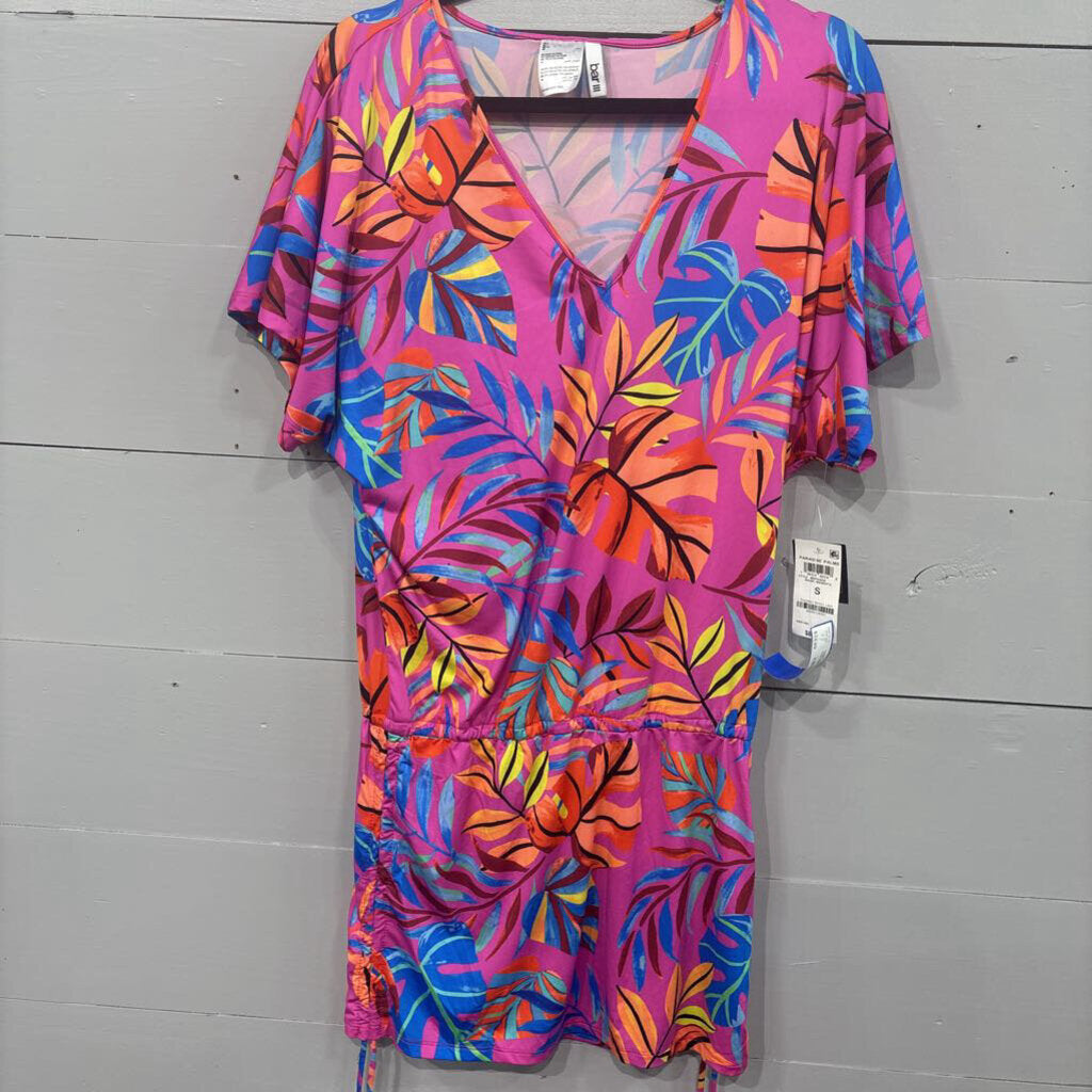 BAR III,NWT FLORAL SWIM COVERUP,PINK ,S