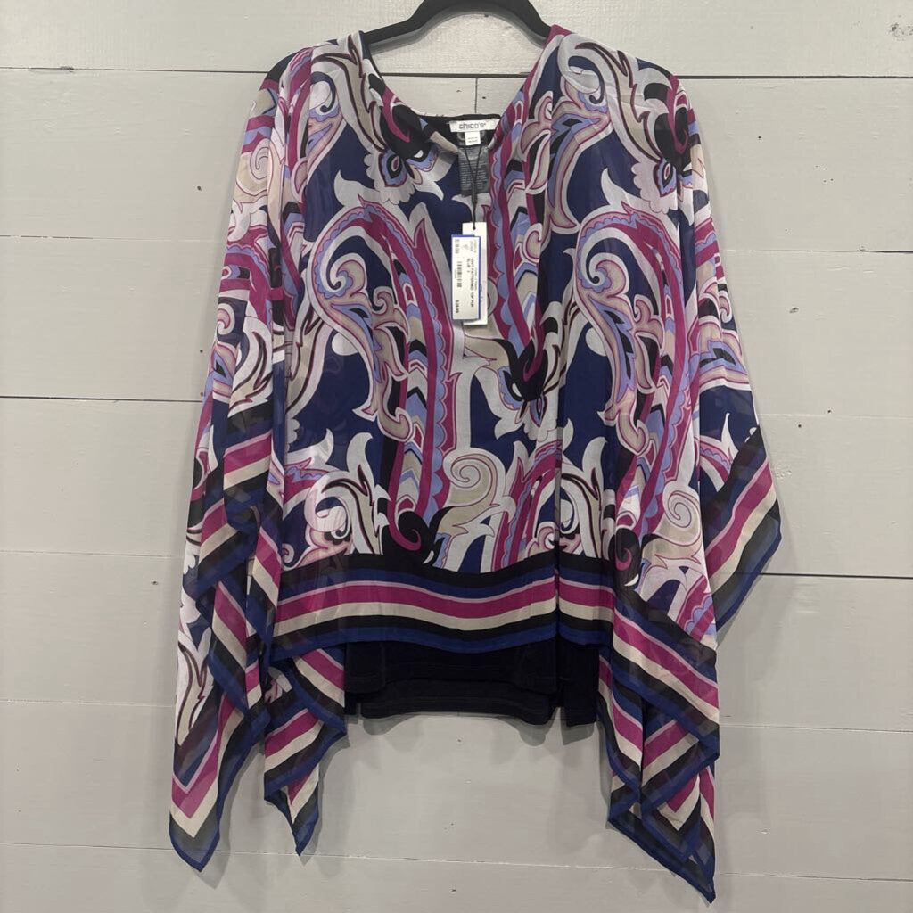 NWT PATTERNED TOP,PUR BLUE ,3