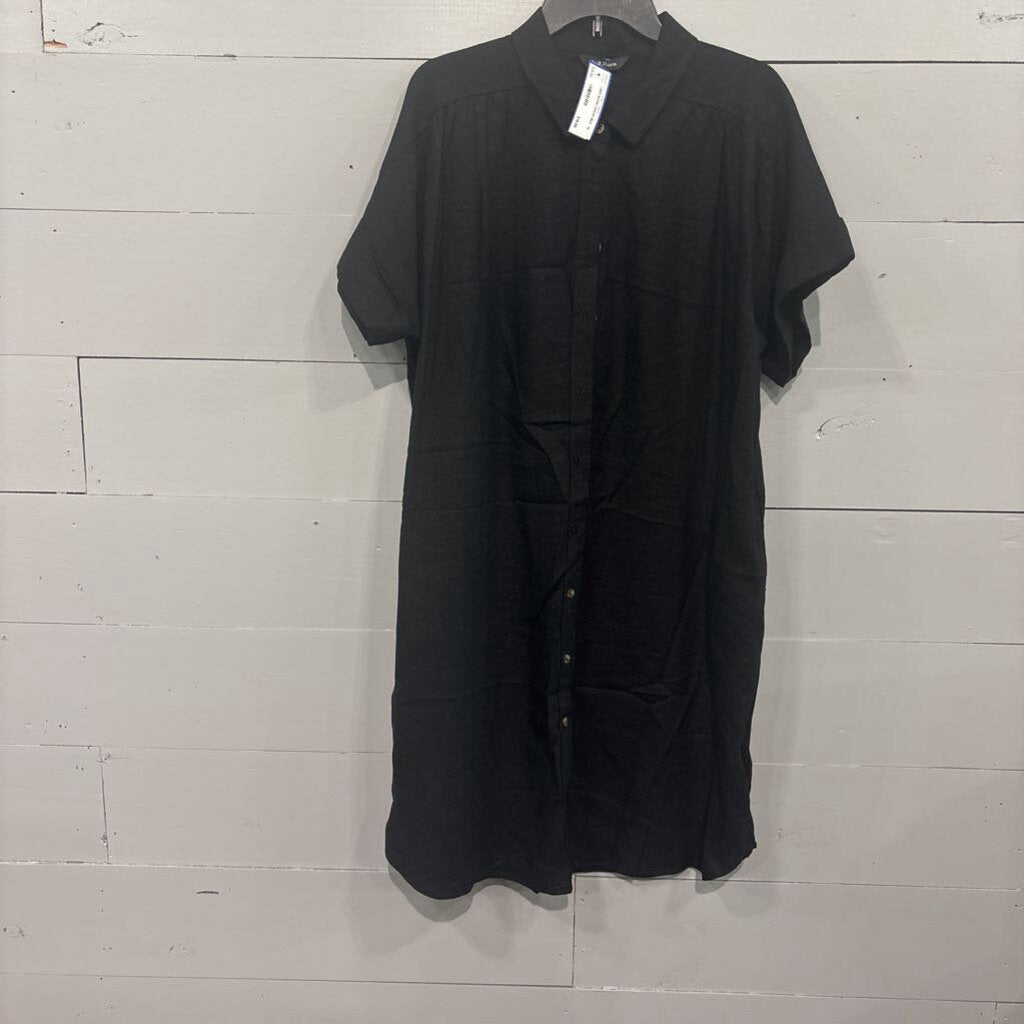 WELL WORN,LINEN BLEND DRESS,BLK ,XL