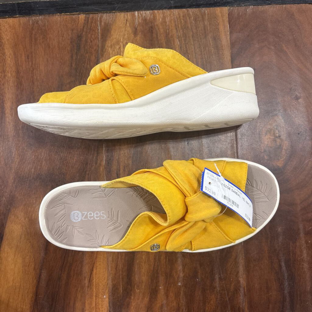 BZEES,WEDGE SANDAL ,YEL WHT,9