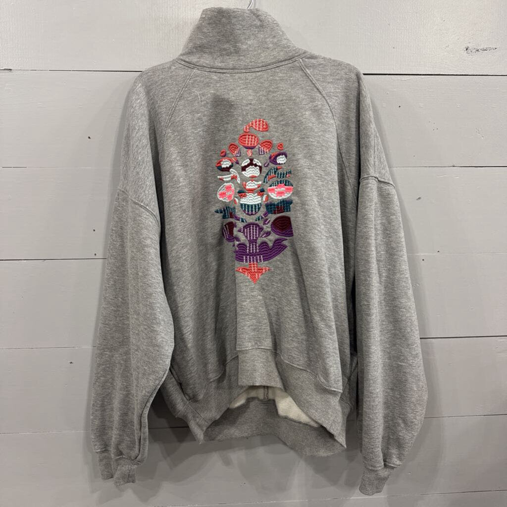 FREEPEOPLE,FR PATTERNED CREWNECK SWEATER,GRY MULTI,M