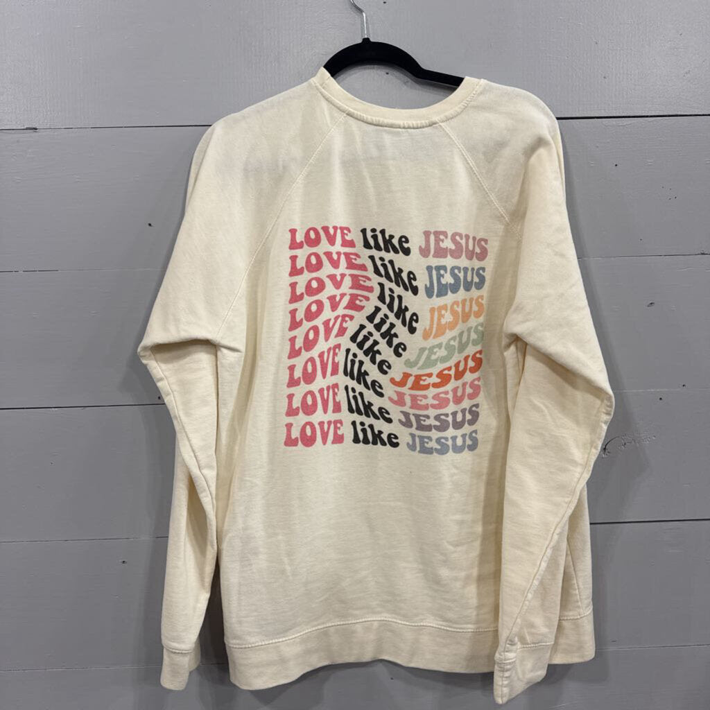 LOVE LIKE JESUS CREWNECK SWEATER,IVORY MULTI,XL