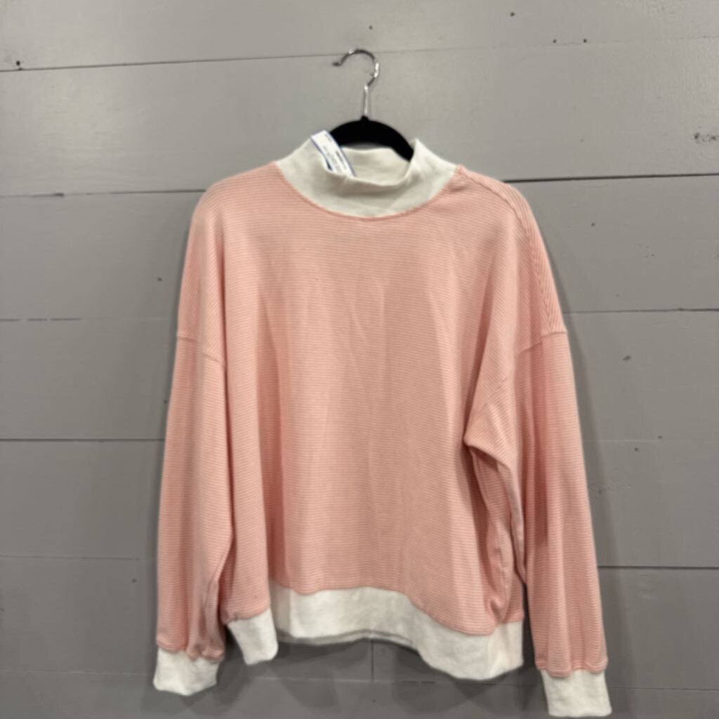 LE LIS,STRIPE SWEATER TOP ,PEACH WHT,M