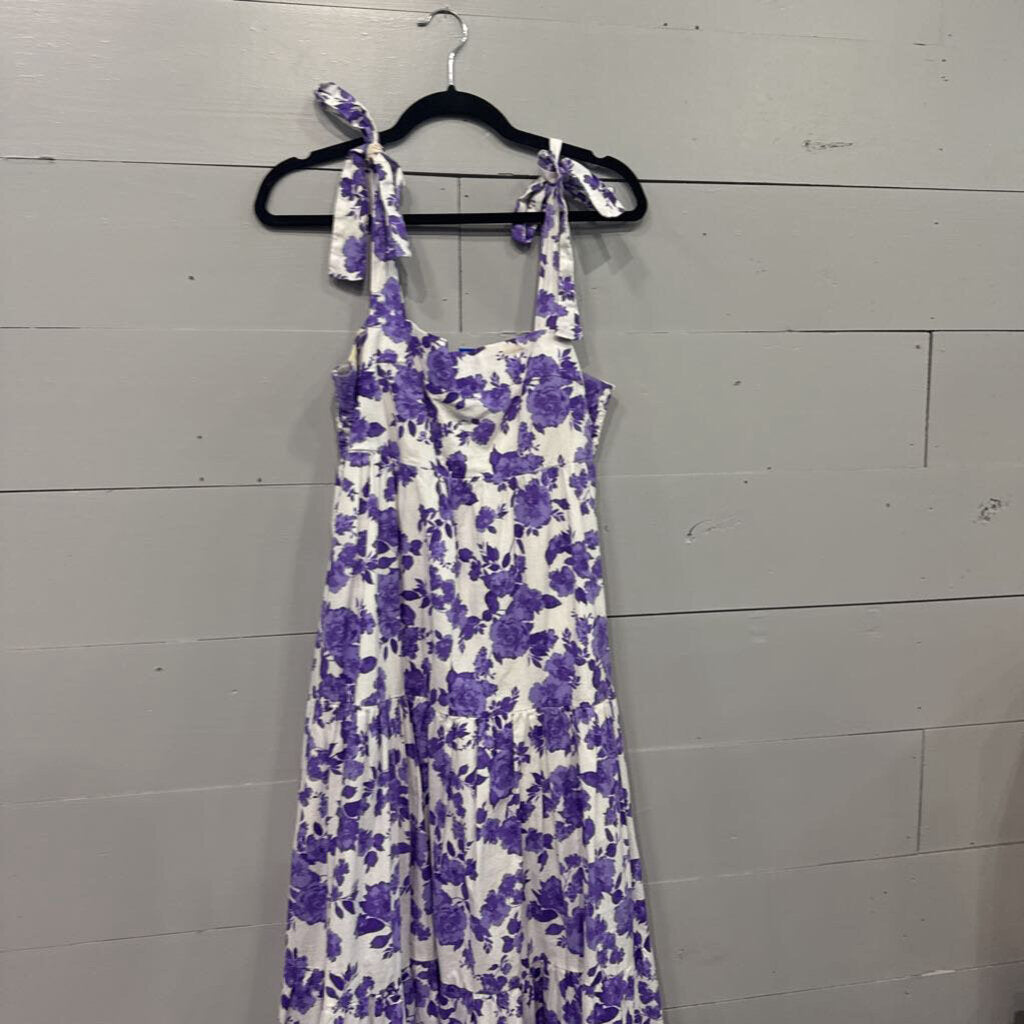 BUDDY LOVE,*FLORAL MAXI DRESS W BOW SLEEVES,WHITE & PURPLE,M