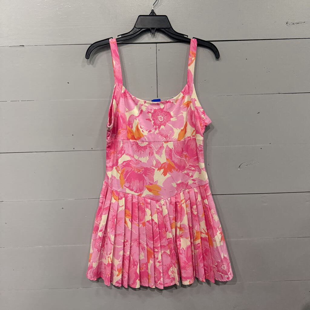 PEACH LOVE,*FLORAL PATTERNED ATHLETIC DRESS,PINK ,L