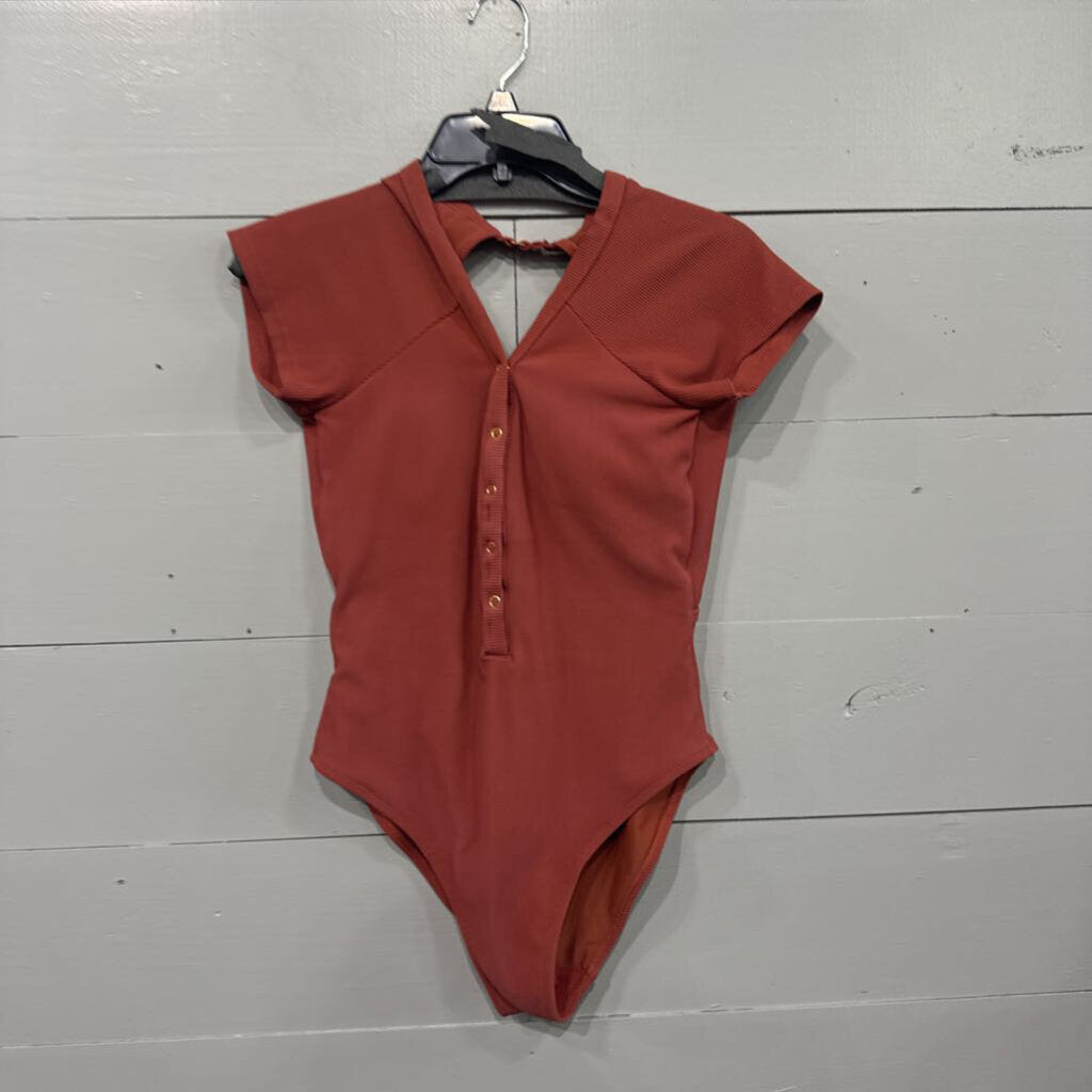 BUDDY LOVE,*BUTTON UP BODYSUIT,RED ,M
