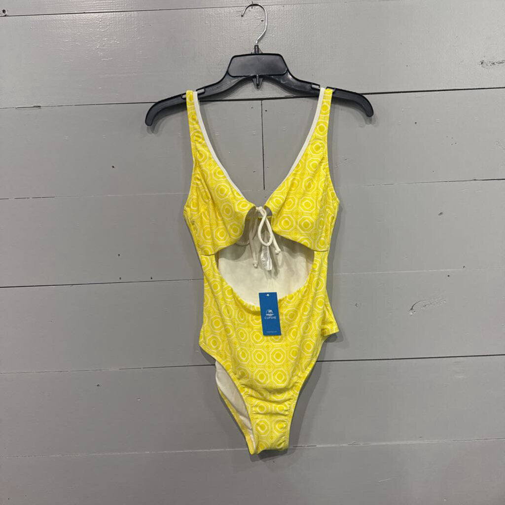 *PATTERNED CUTOUT ONE PIECE,YELLOW,M