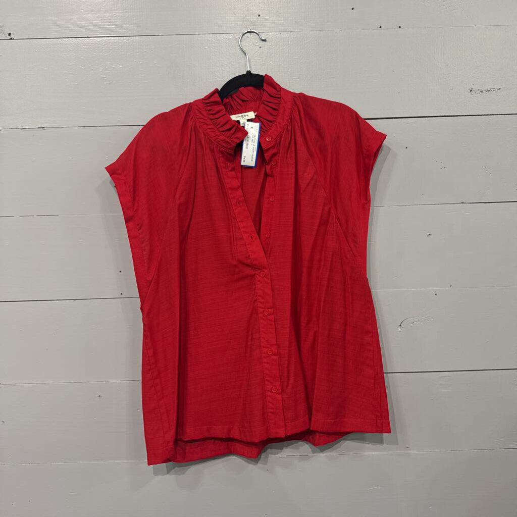 UMGEE,*BUTTON UP SHORT SLEEVE TOP,RED ,L
