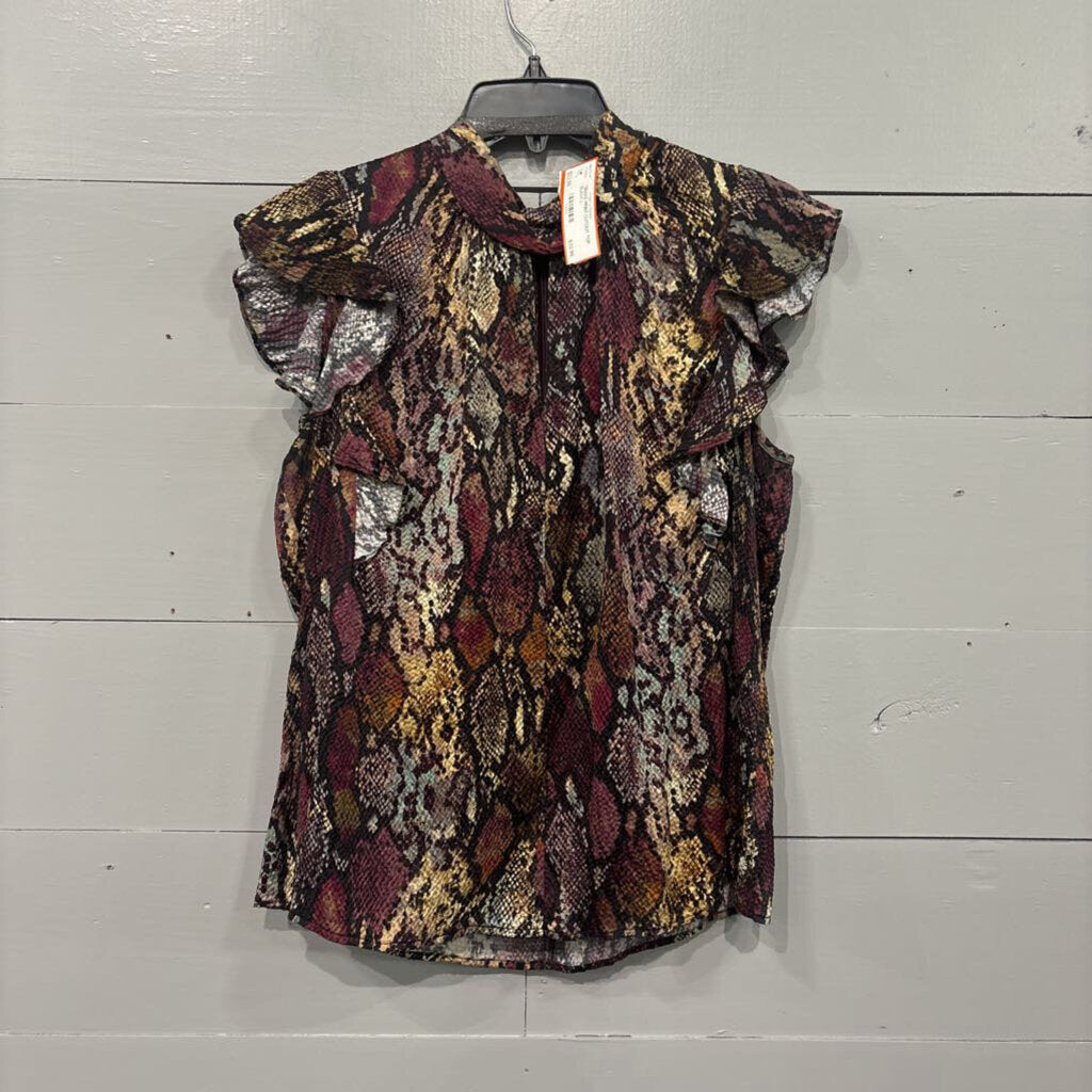 REBECCA TAYLOR,*SNAKE PRINT CUTOUT TOP,BLACK,L