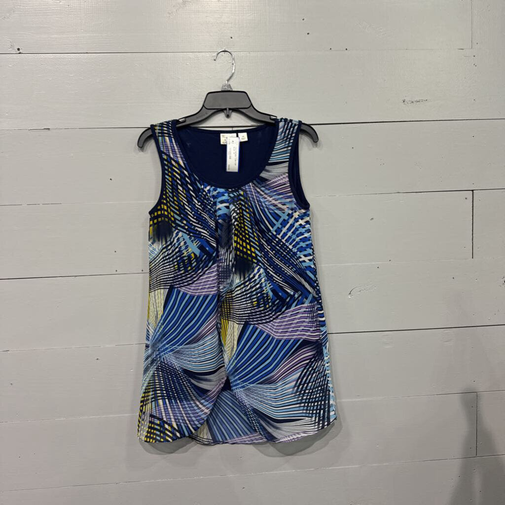 *PATTERNED TANK TOP,BLUE ,XS