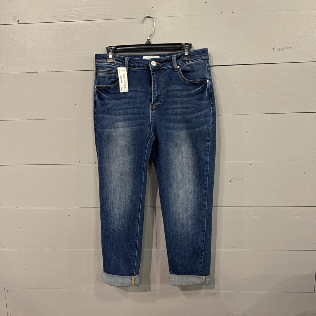 RISEN,*DENIM DARK WASH SLIM STRAIGHT JEANS,BLUE ,30