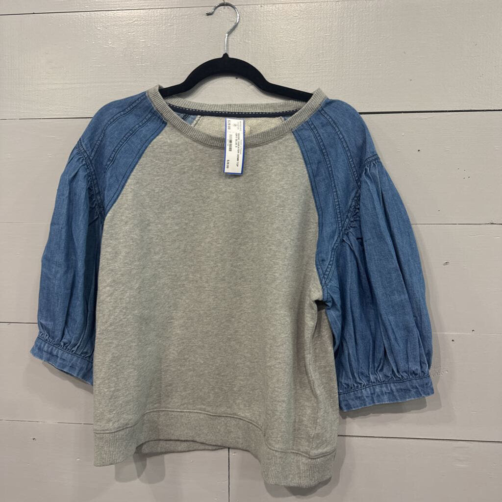 PILCRO,BASIC SWEATER DENIM TOP,GRY BLUE,S