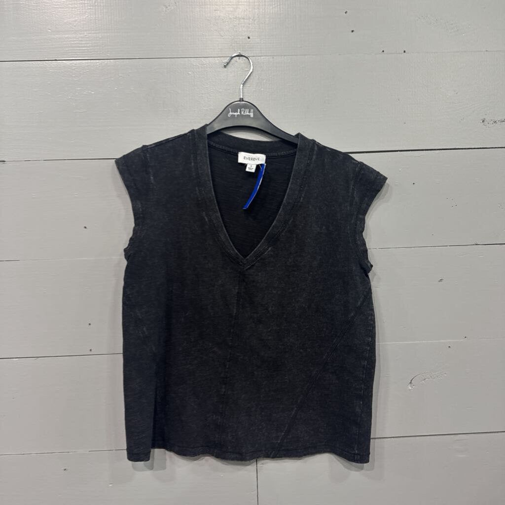 EVEREVE,STONE WASH TOP ,BLK ,S