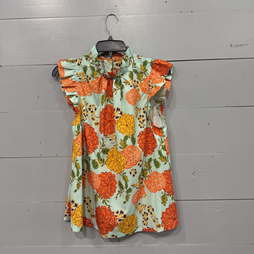 UMGEE,FLORAL TOP ,AQUA ORG ,S