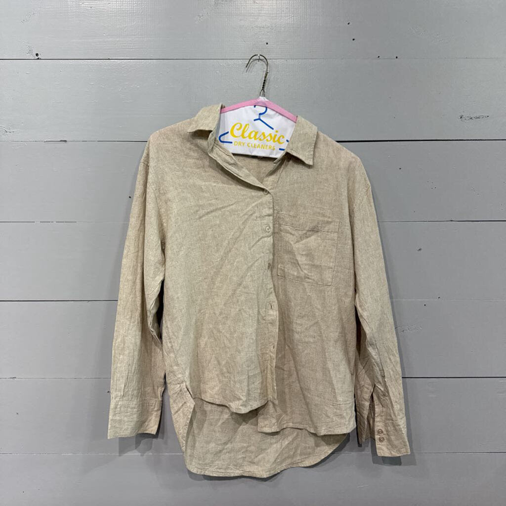 ZSUPPLY,LINEN BLEND TOP ,TAN,XS