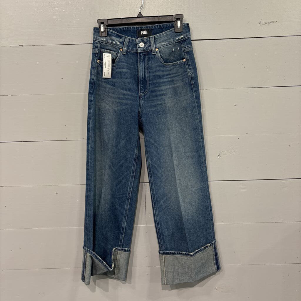PAIGE,*DENIM PETITE ANKLE WIDE LEG JEANS,BLUE ,26