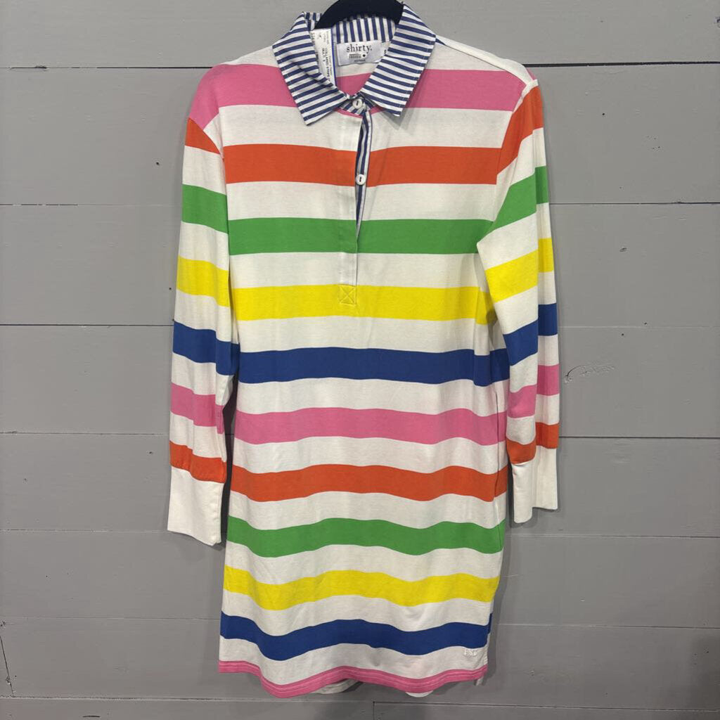 SHIRTY,COLLARED STRIPE DRESS ,MULTI ,S