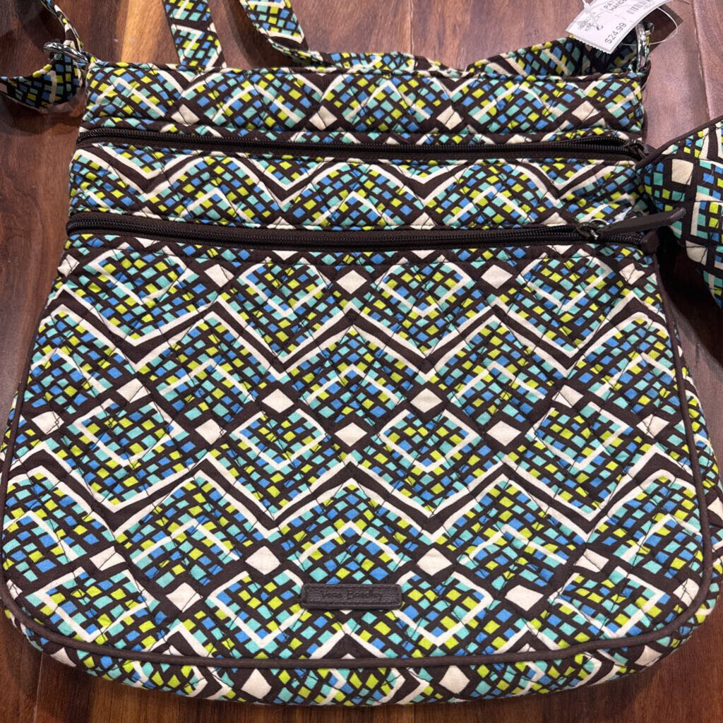 VERA BRADLEY,PATTERN SHOULDER HANDBAG WITH WALLET ,BR/GR/BL