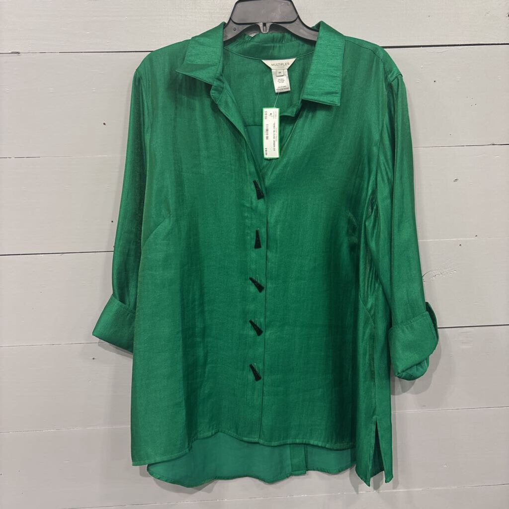 MULTIPLES,*SHINY BLOUSE,GREEN,OX