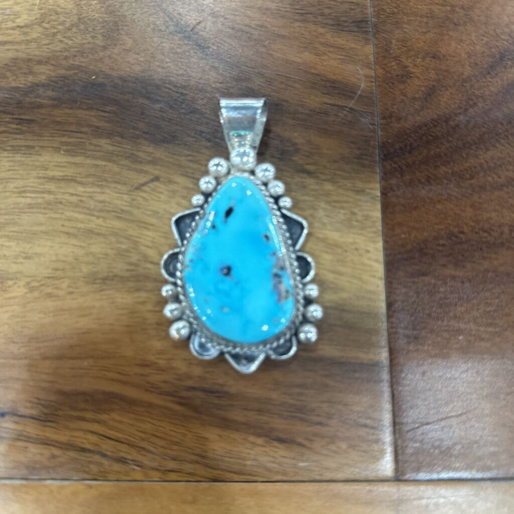 WILLIE SHAW,NATIVE TUR NECKLACE PENDANT ,SILVER TUR