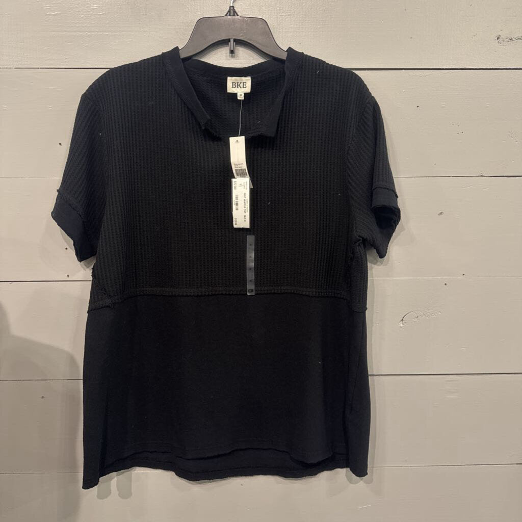 BKE,NWT WAFFLE TOP ,BLK,M