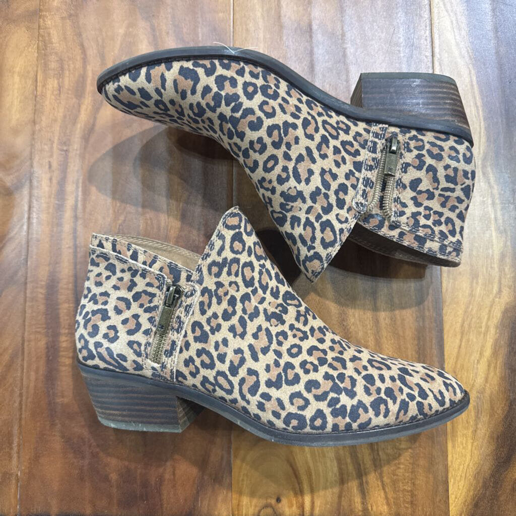 LUCKY BRAND,LB LEOPARD BOOTIE ,TAN BLK,9