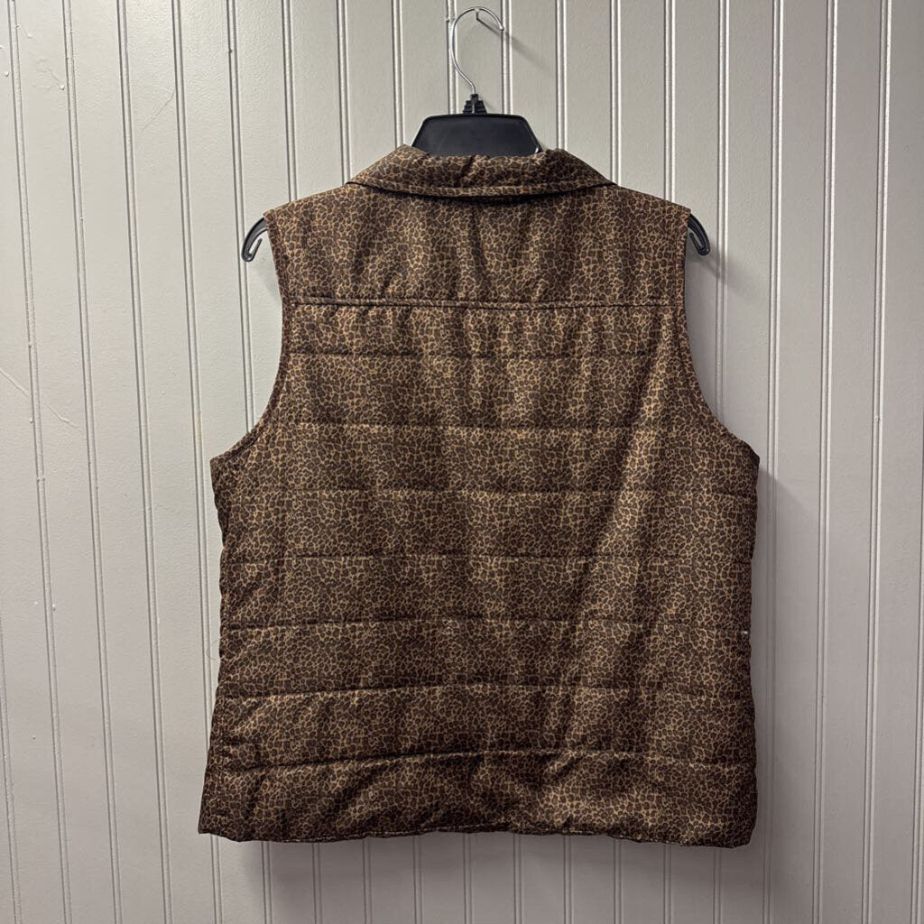 LEOPARD VEST ,BRN BLK