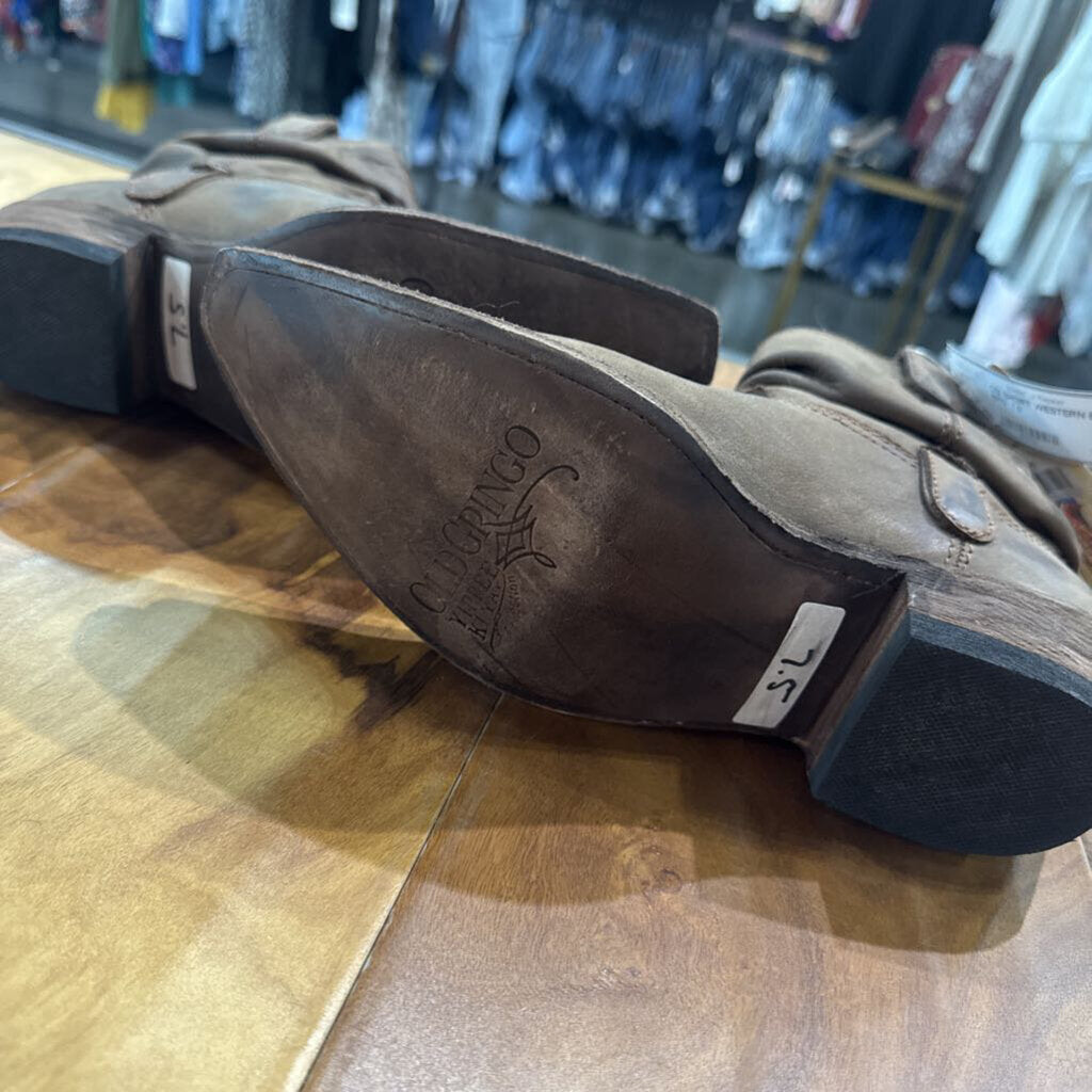 OLD GRINGO,OG SHORT WESTERN BOOT ,BRN ,7.5