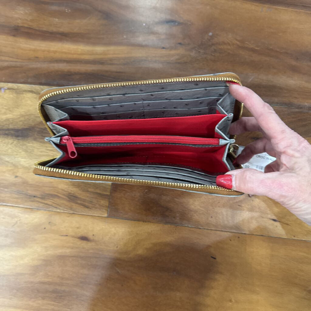 DOONEY & BOURKE,CROC WALLET,GRAY