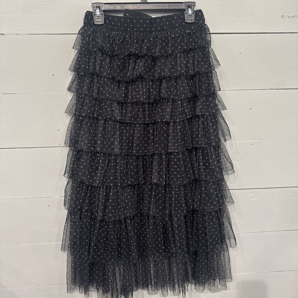 CUPCAKES & CASHMERE,POKADOT MESH SKIRT,BLK WHT ,XS