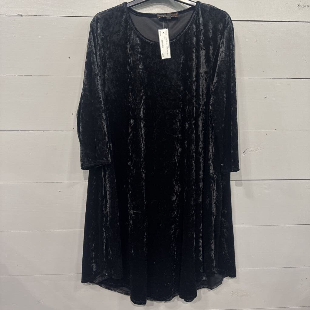L& B,NWT VELVET TUNIC TOP,BLK ,XL