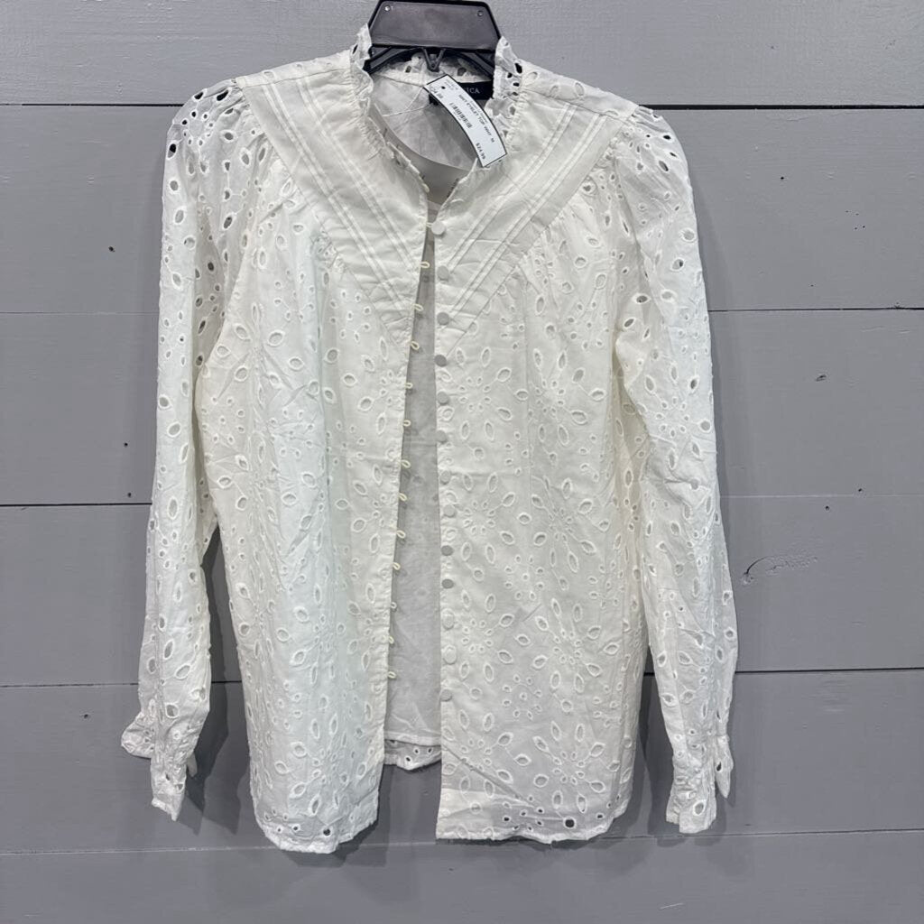 ZESSICA,NWT EYELET TOP,WHT ,M