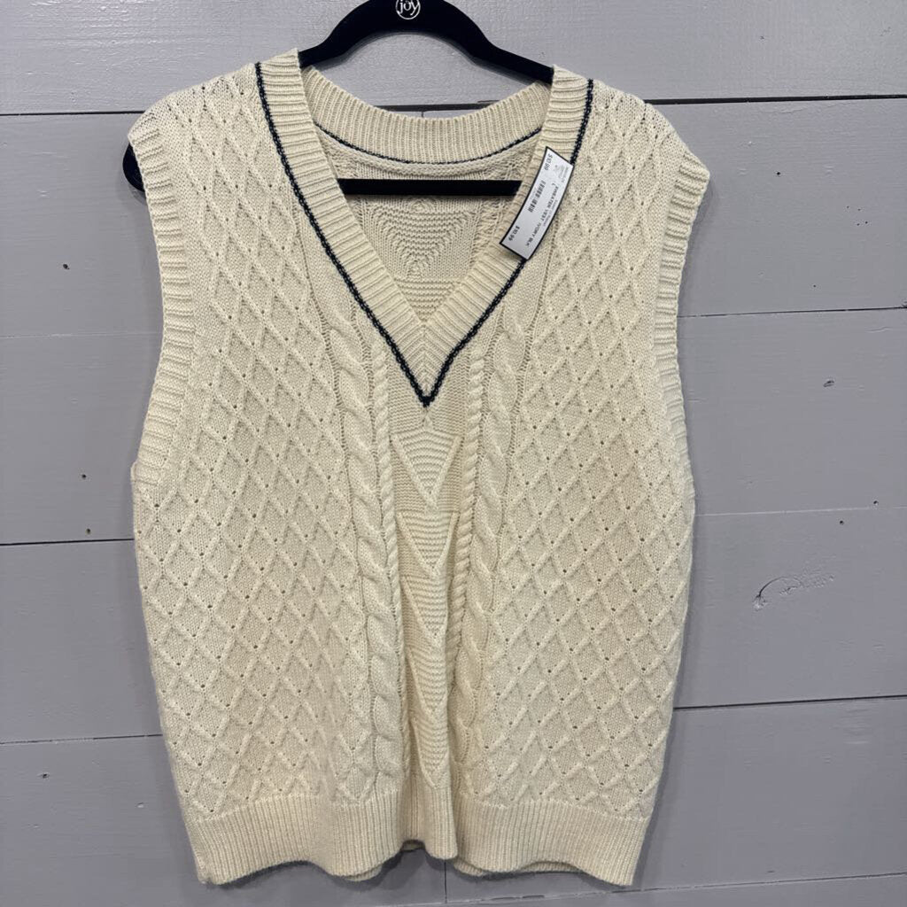 ENTRO,SWEATER VEST ,IVORY BLK ,L