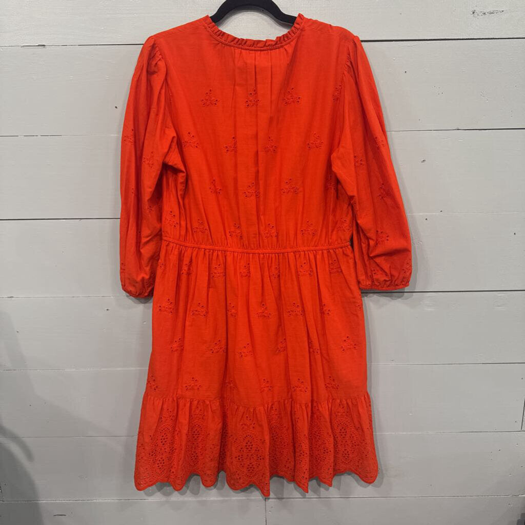 KNOX ROSE,NWT EYELET DRESS ,ORG ,L