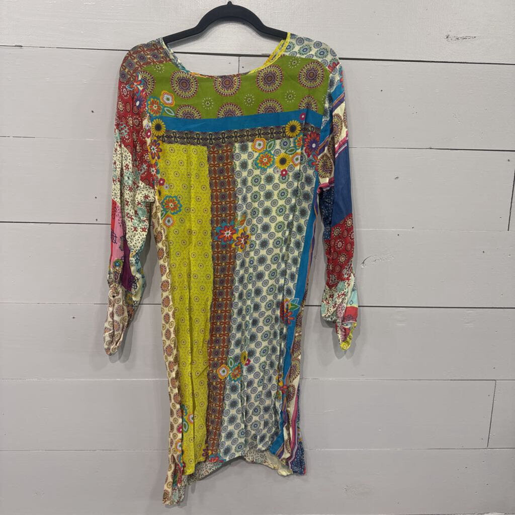JOHNNY WAS,JW PATTERNED TUNIC TOP ,MULTI,L
