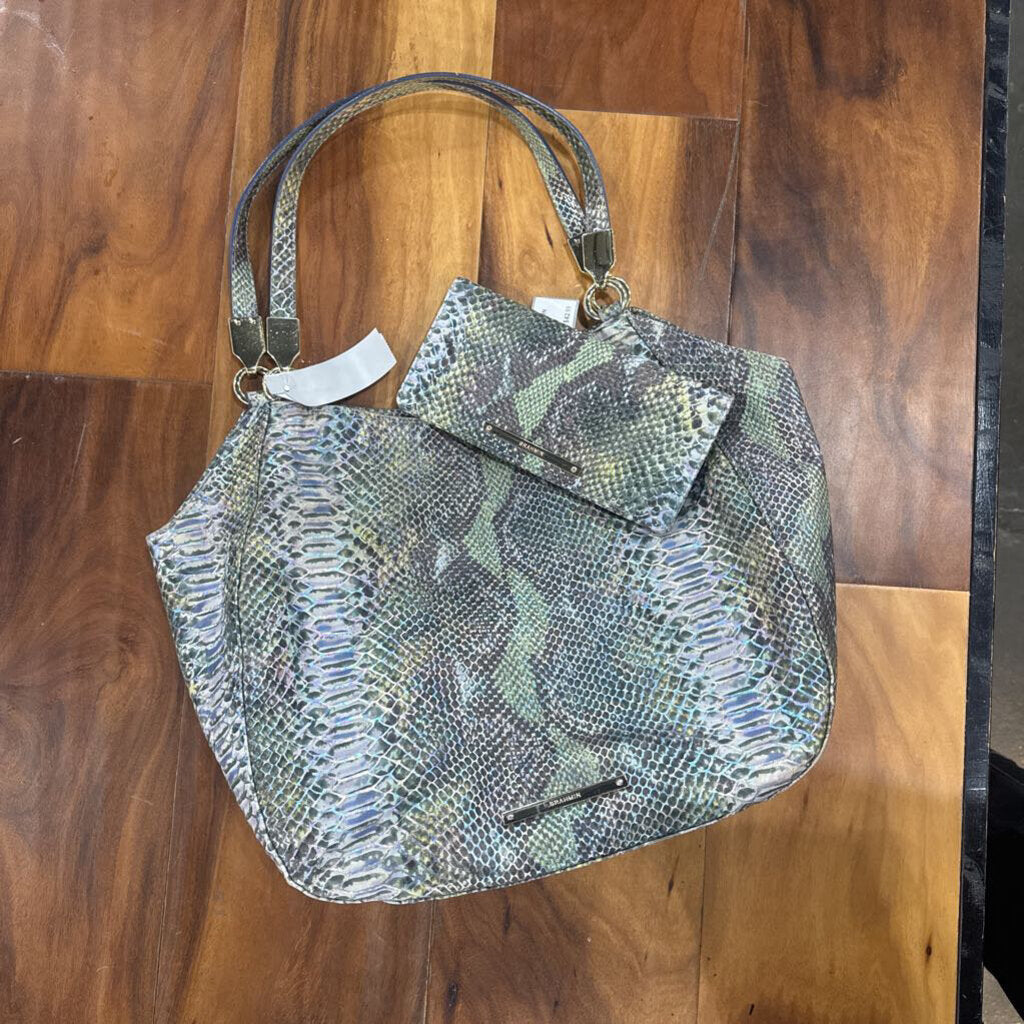 BRAHMIN,SNAKESKIN HANDBAG ,GRN