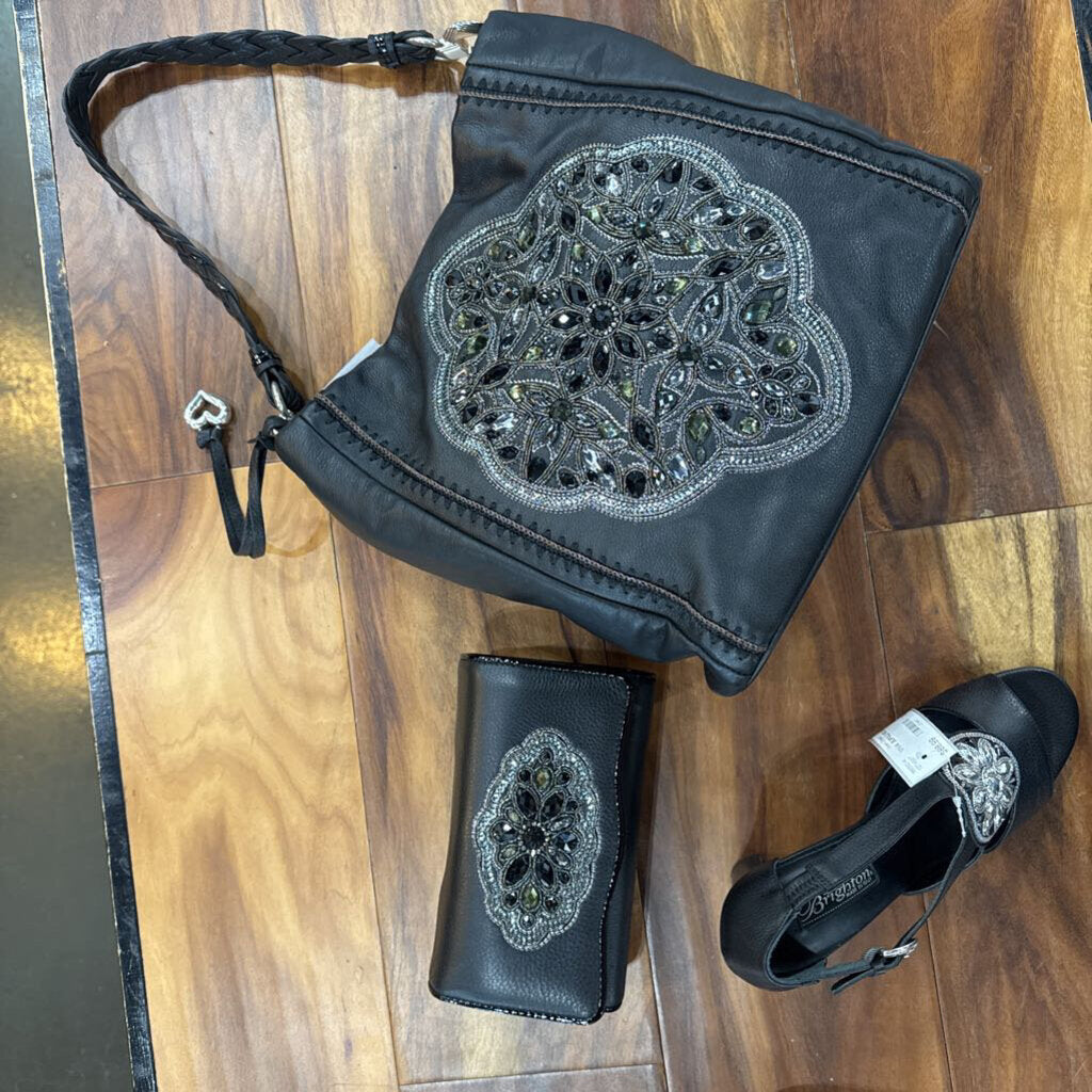 BRIGHTON,ANJU MASTERPIECE BEADED SHOULDER BAG,BLK