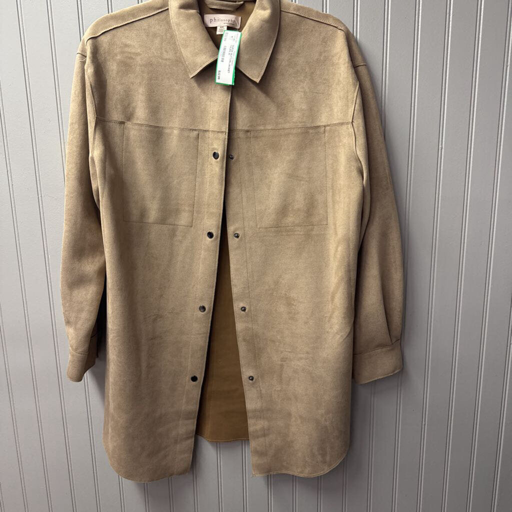 PHILOSOPHY,SUEDE BUTTON JACKET ,TAUPE,M
