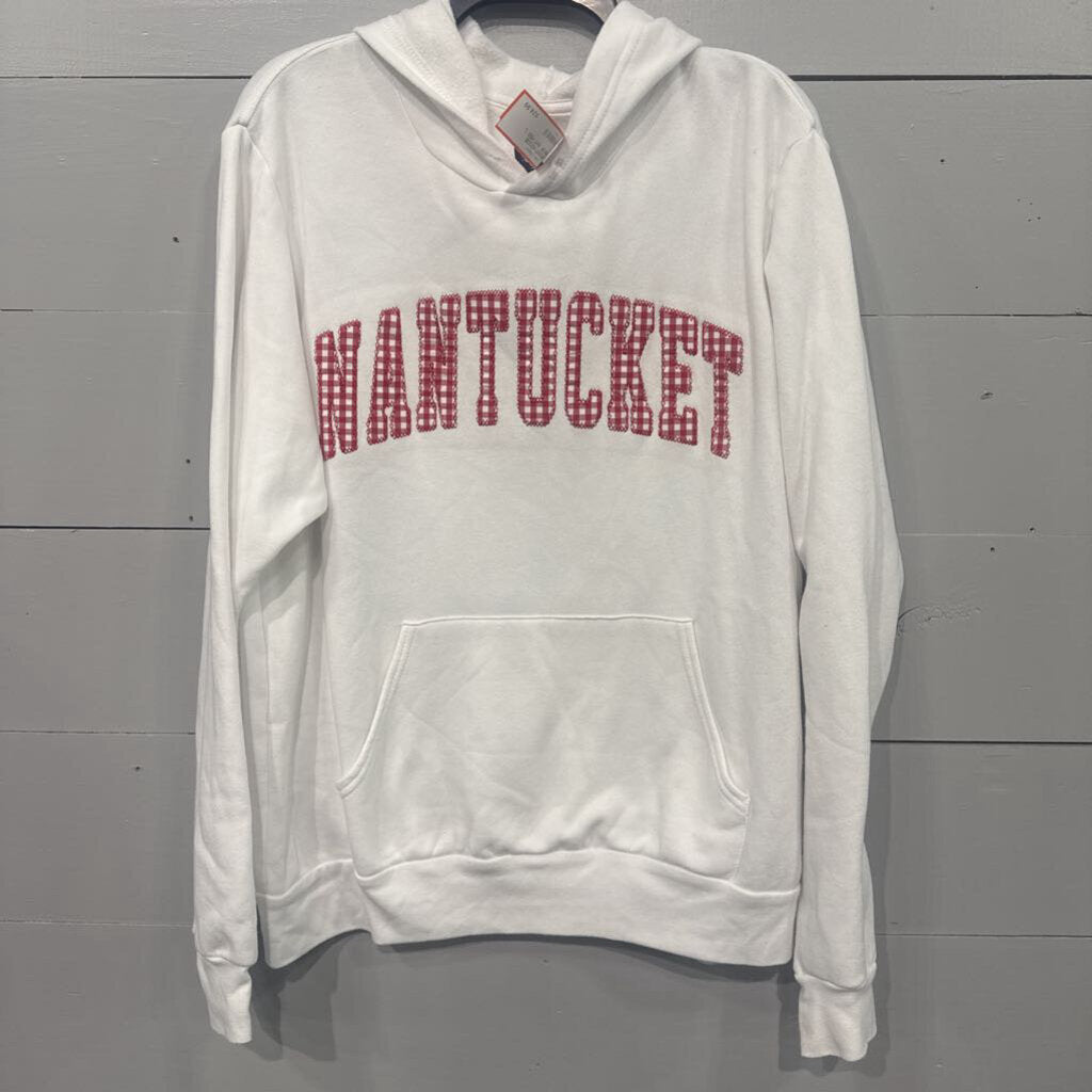 NANTUCKET HOODIE SWEATER ,WHT RED ,L