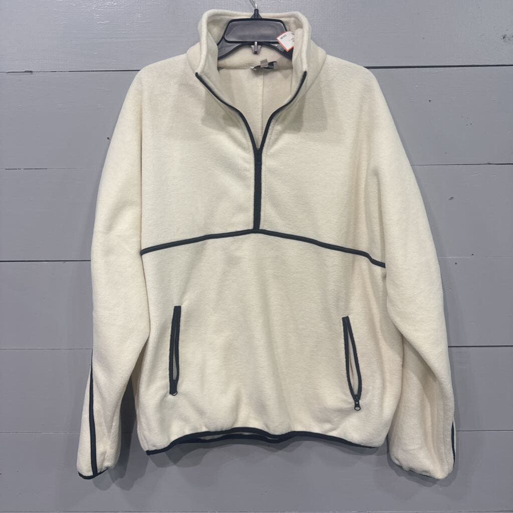 GH FLEECE PULLOVER SWEATER ,IVORY BLK ,L