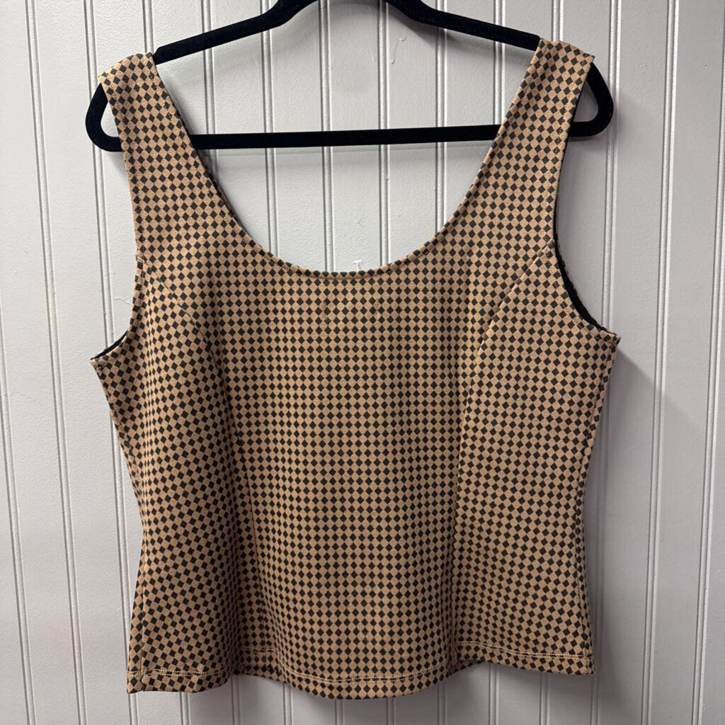 CHECK TANK TOP,BR/BLK,XL