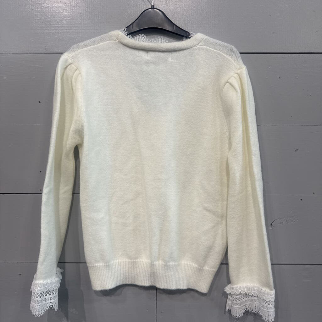 KRUSH KANDY,BUTTON LACE SWEATER ,IVORY,L