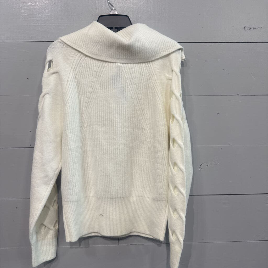 WHITE HOUSE BLACK MARKET,1/2 ZIP SWEATER ,IVORY,L